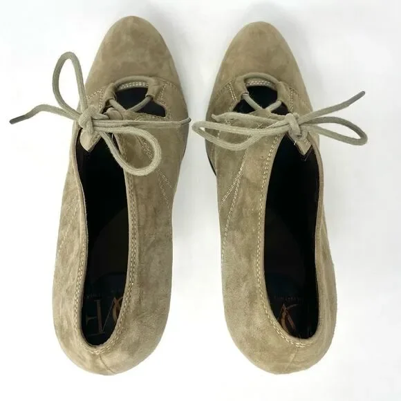 Dvf diane von furstenberg guardian taupe suede heeled lace up shoes size 8 - Picture 6 of 11